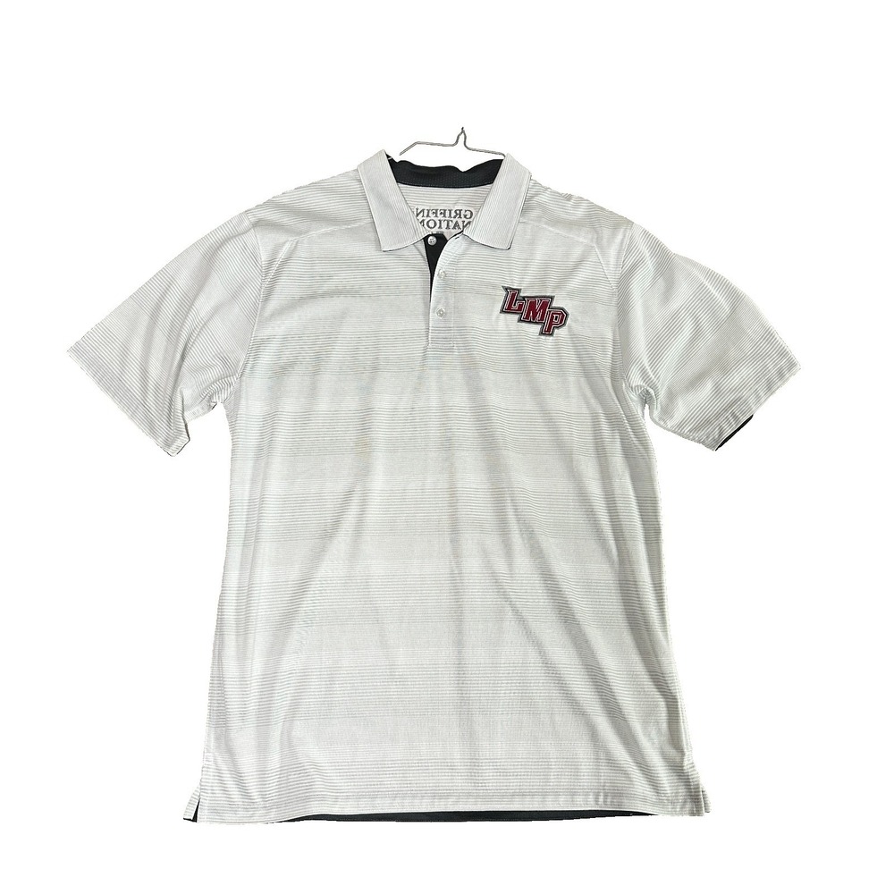 Nike Mens White Striped Polo Shirt Large Lake Mary Prep Griffin Nation LMP